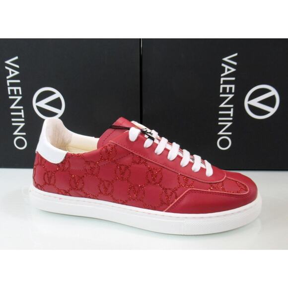 Valentino Shoes - VALENTINO By Mario Valentino Giuditta Lace Up Monogram Logo Sneakers Red Size 8
